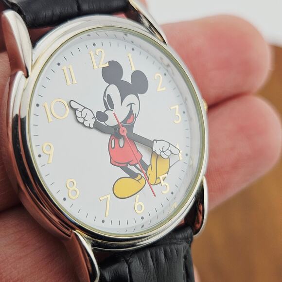 Disney Women's Mickey Mouse Character Watch Contemporary Black Leather Band - Picture 3 of 6